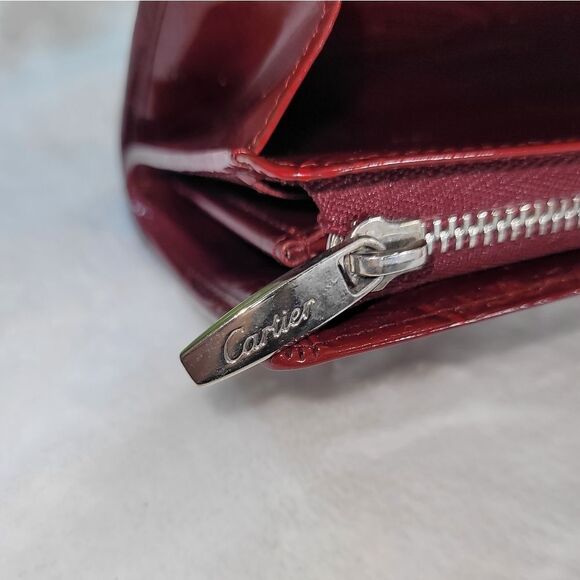 Authentic Cartier Burgundy Patent Leather Happy Birthday Continental Wallet - Picture 14 of 16